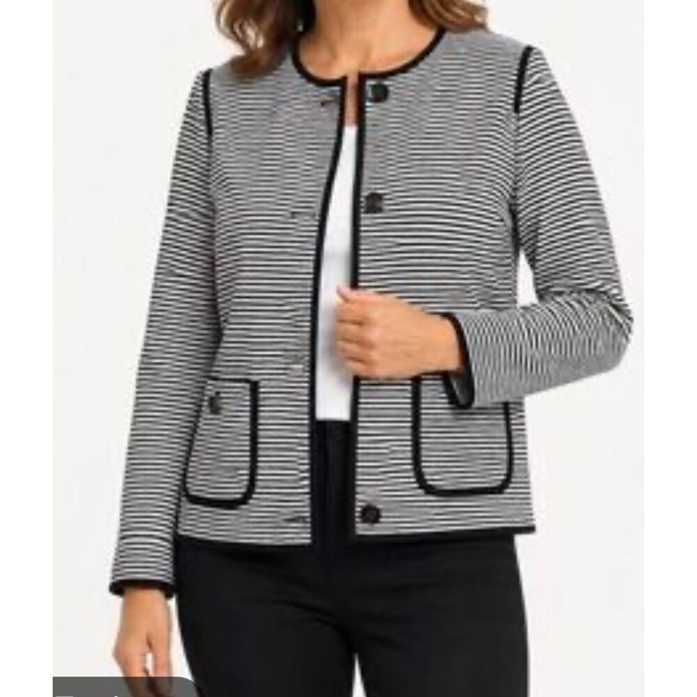 Talbots Black White Stripe Blazer Jacket Coat Suit